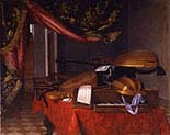 Still Life with Musical Instruments in an Interior